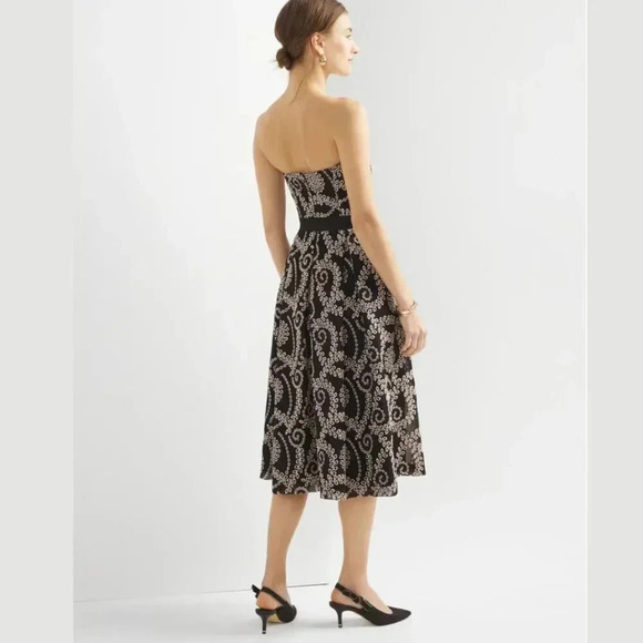 NWT White House Black Market Strapless Embroidered Midi Dress - Picture 2 of 5